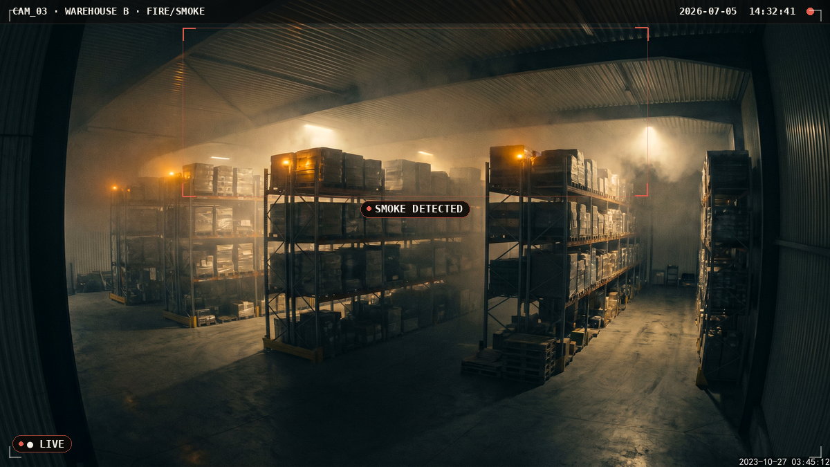 Fire & Smoke Detection — annotated camera view