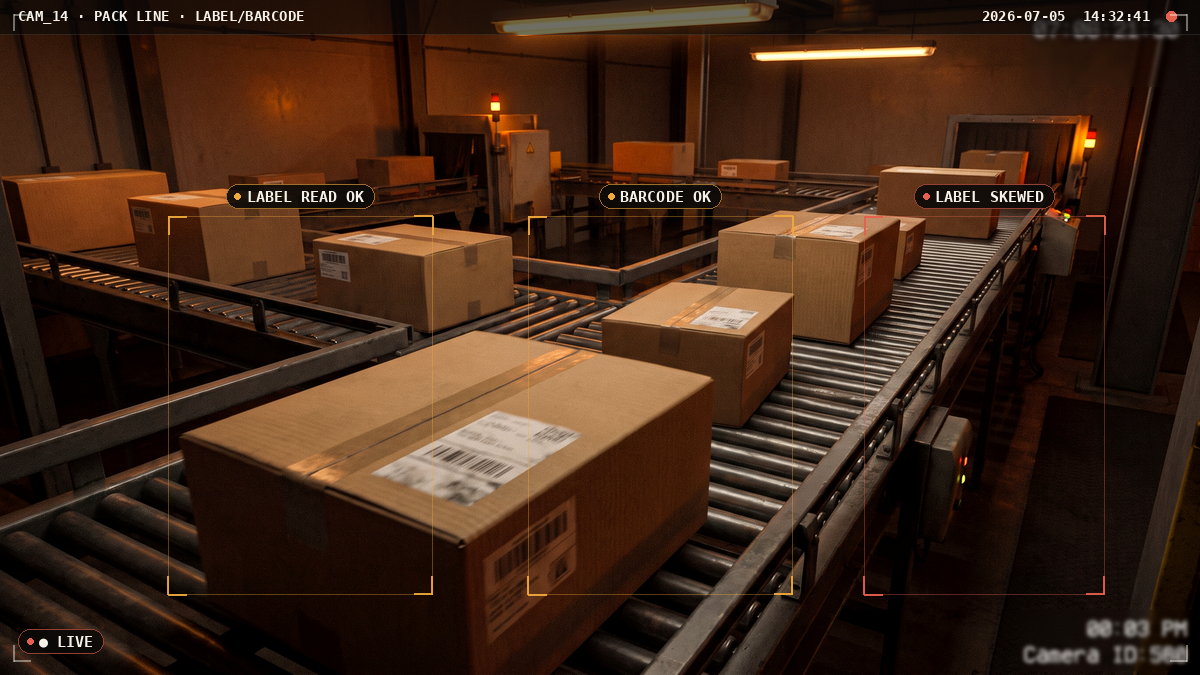 Label & Barcode Verification — AI detection view with bounding boxes