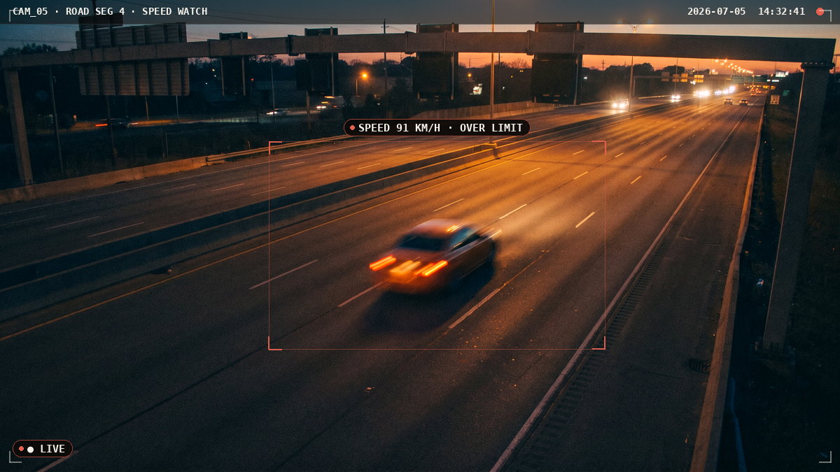 Vehicle Overspeed Detection — AI detection view with bounding boxes