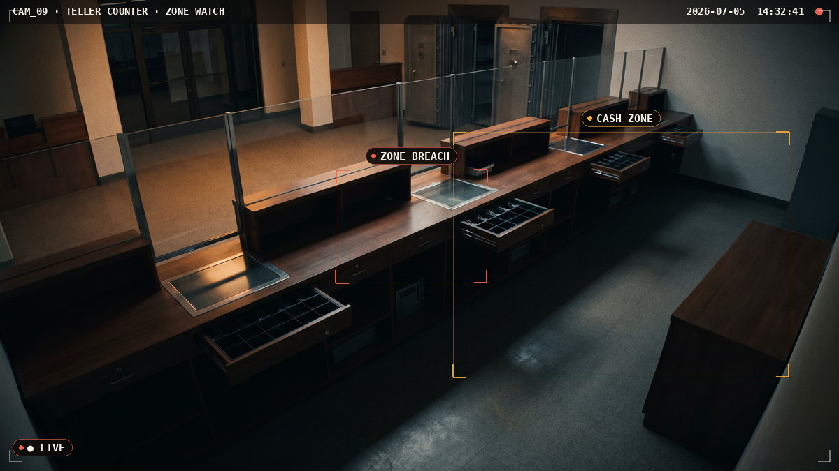 Theft & Asset Protection — AI detection view with bounding boxes